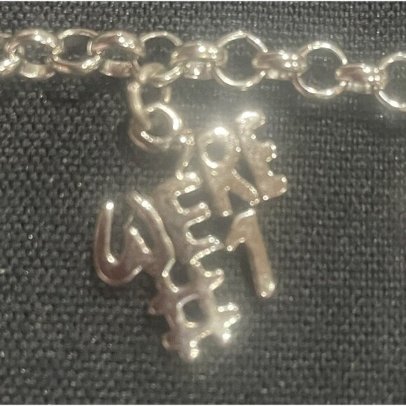 Cheer-Themed Silver Charm Bracelet With Paw Print Megaphone & "I Love To Cheer" - Picture 7 of 11